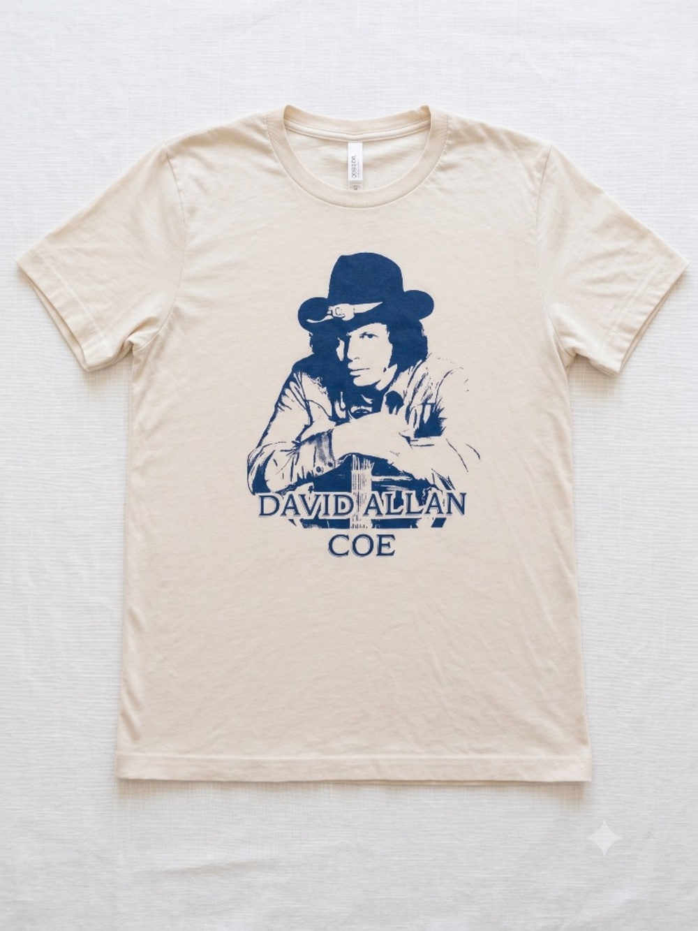 David Allan Coe Shirt Mens Medium Cream Blue Graphic Tee Outlaw Country Music